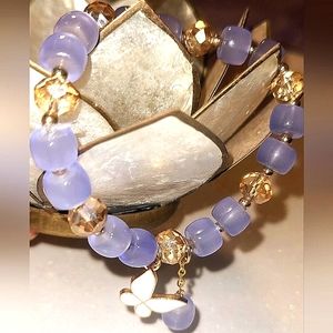 *3 for $15* MIX 3 /  Purple beaded white butterfly bracelet